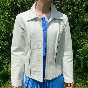 Vintage White Leather Jacket
